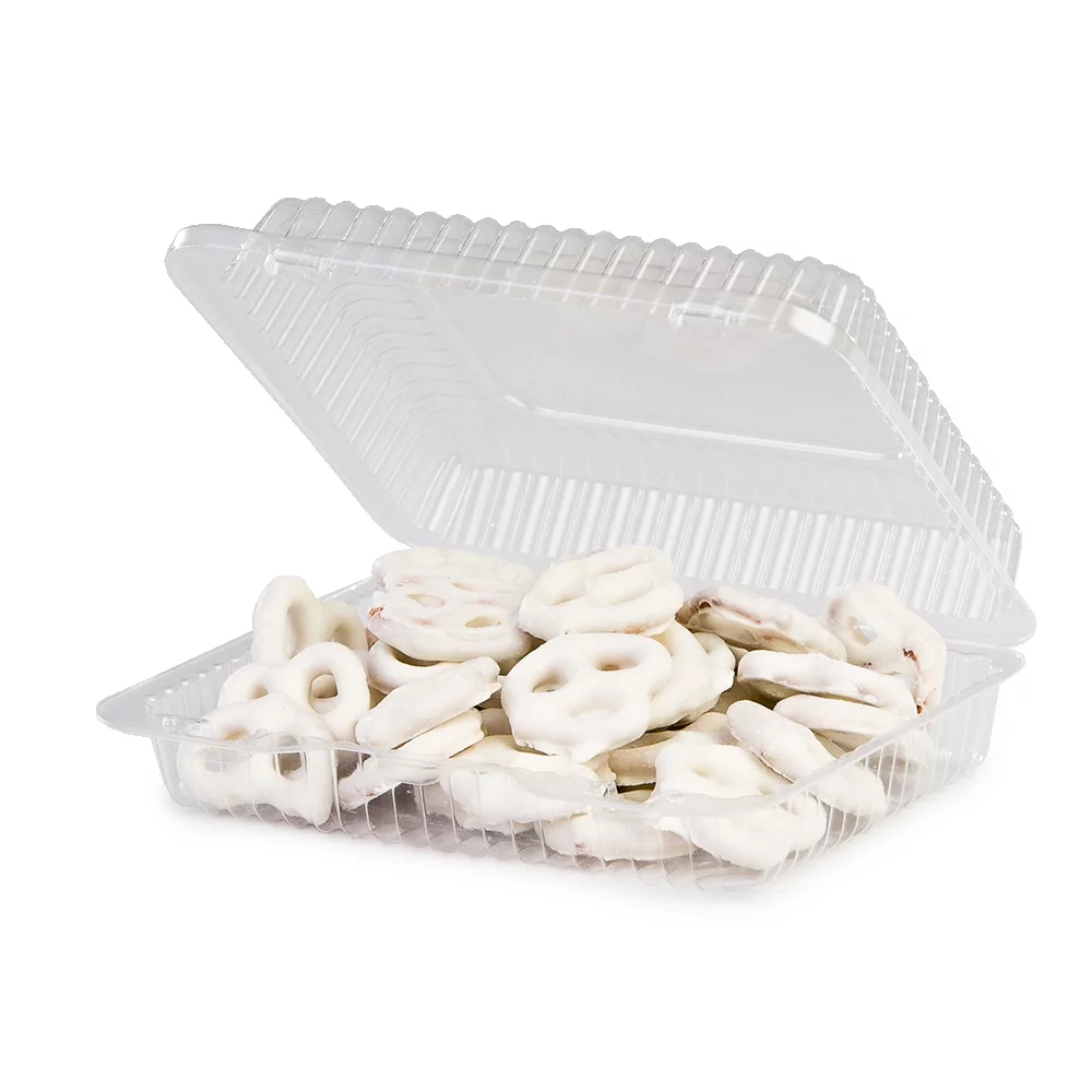 Detroit Forming LBH-651 Clear OPS Plastic Rectangle Hinged Locking Lid Food Container Clear, 7 x 6 x 2 Inch | 500/Case