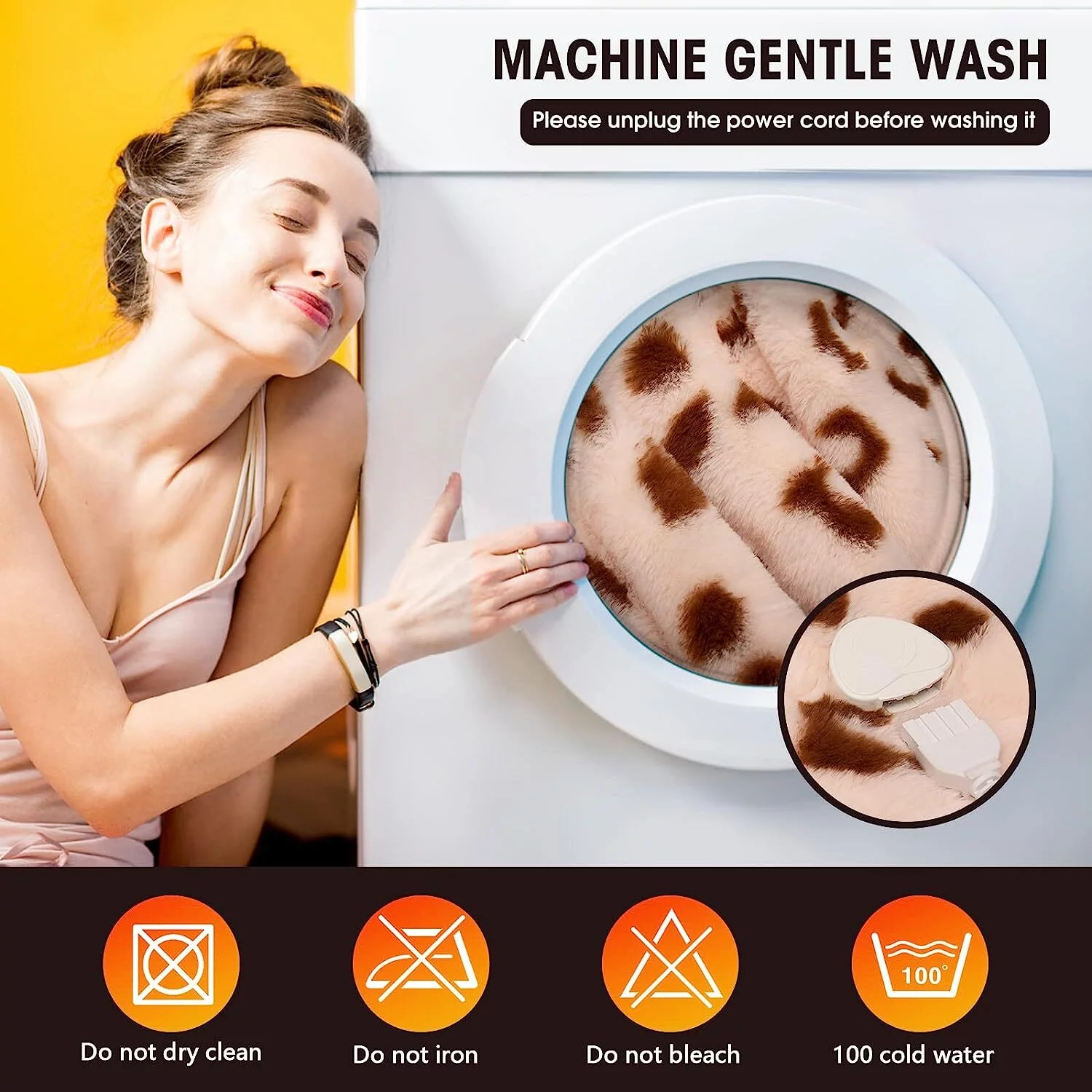 RUJIPO Heated Blanket Electric Blanket Throw - Faux Fur Heating Blanket 5 Heating Settings& 8 Hours Auto Off Fast Heating , ETL&FCC Certification-Brown,62