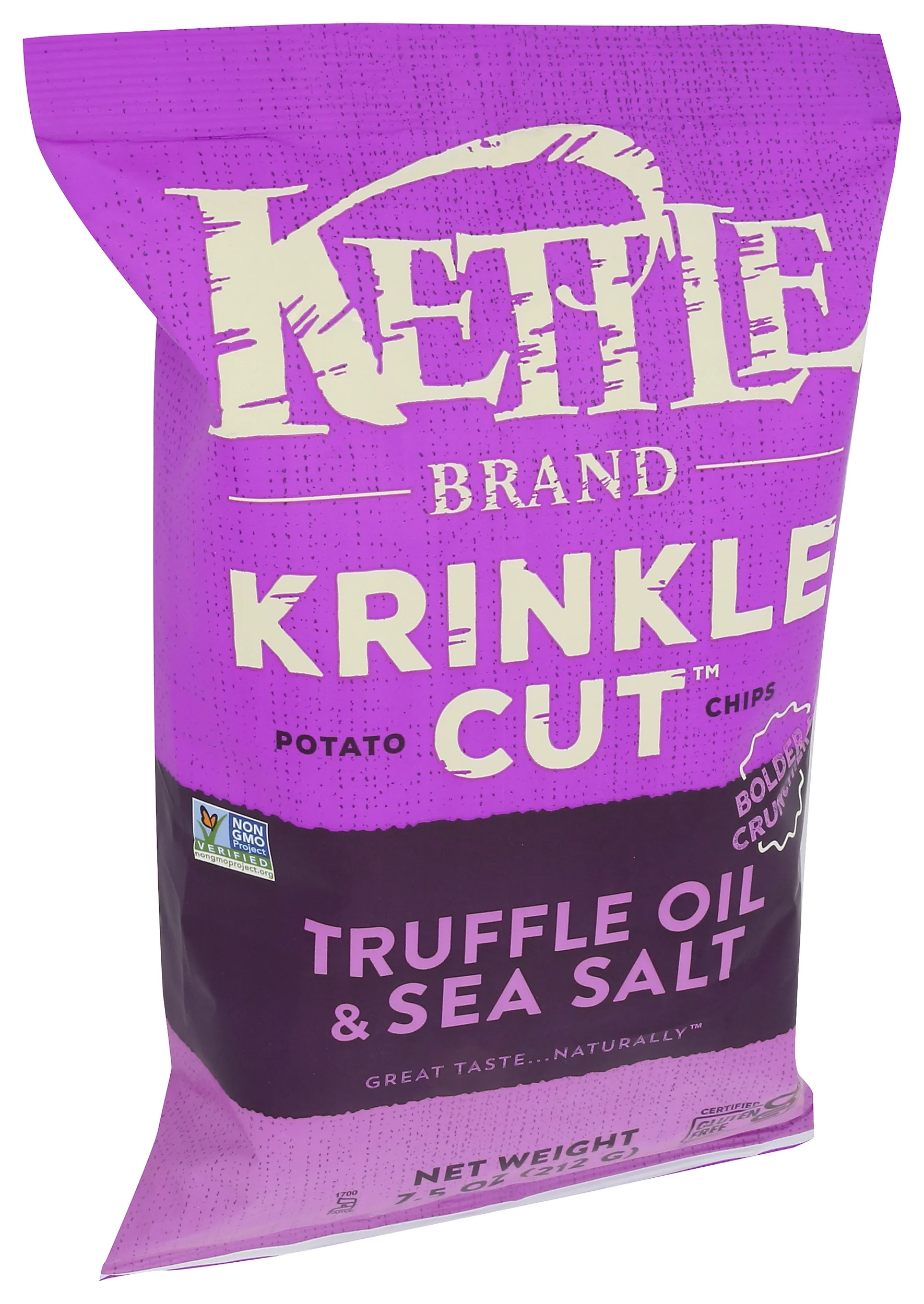 Kettle Brand, Kettle Cooked Potato Chips, Truffle Oil and Sea Salt, 7.5 Ounce, Pack Of 12