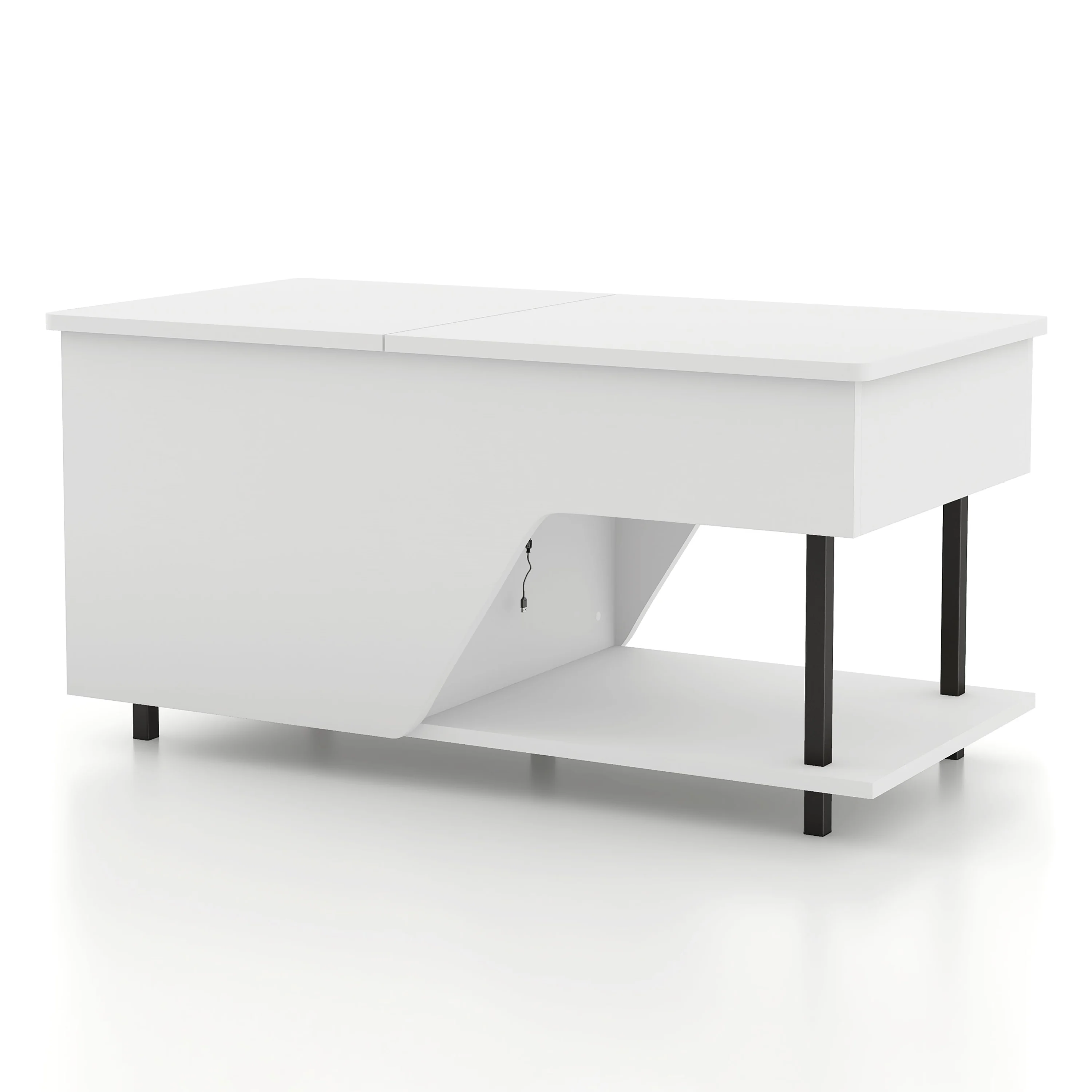 Starr Indoor Lift Top Storage White Coffee Table with RGB LED Light for Living Room by Furniture of America