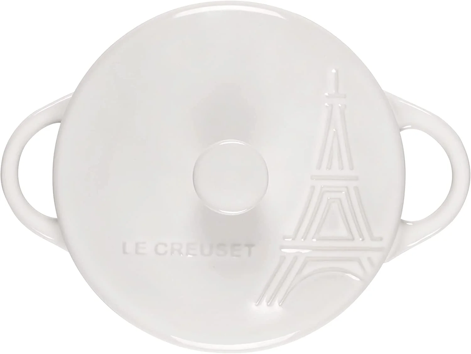 Le Creuset Stoneware 8 Ounce Eiffel Tower Mini Round Cocotte White