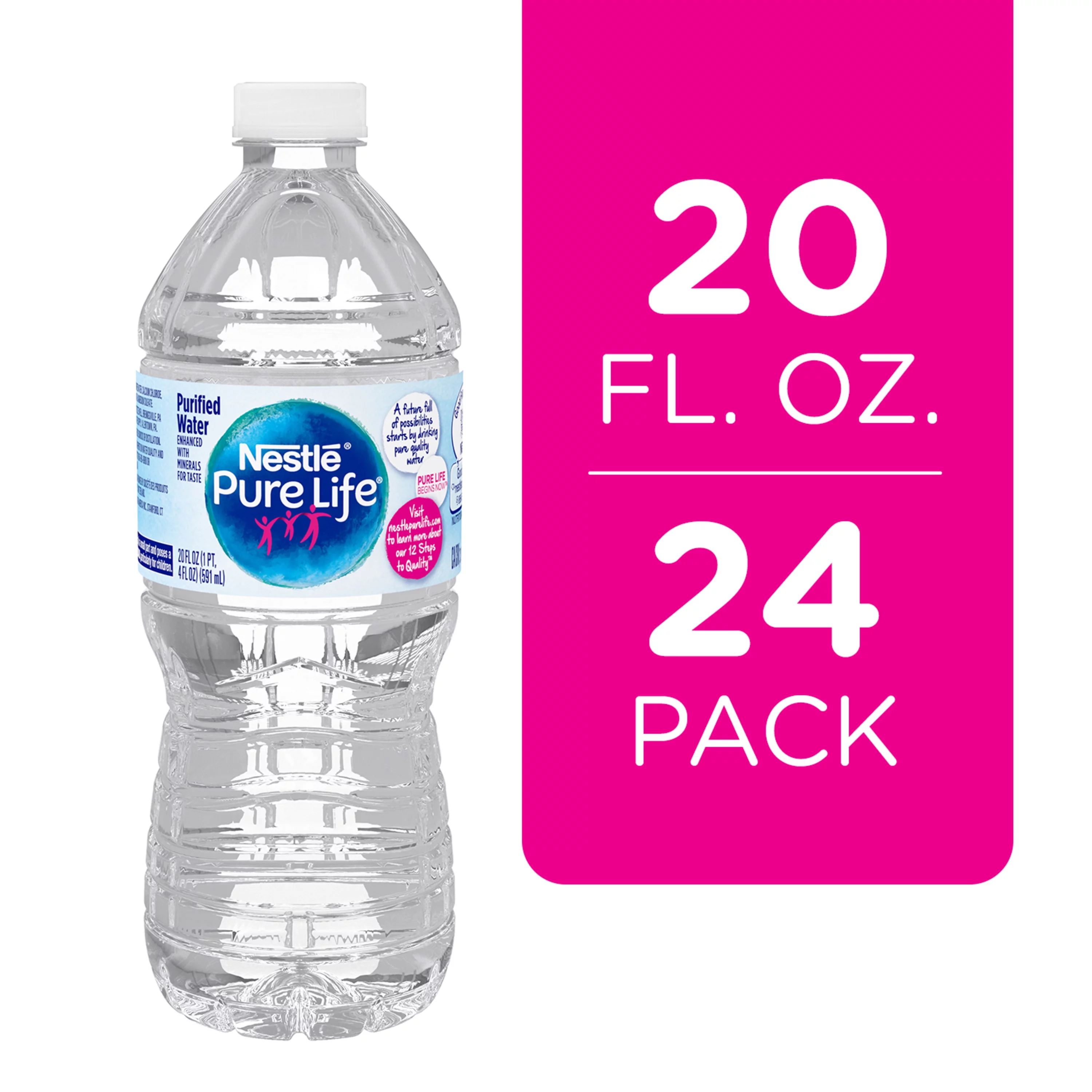 Pure Life Purified Water, 20 Fl Oz, Plastic Bottled Water (24 Pack)