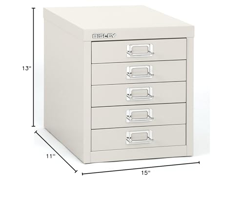 Bisley 10-Drawer Steel MultiDrawer Cabinet - Black, Chrome Pull Handles with Label Holders, Powder-Coated Steel, Removable Drawers, Fits Under Most Desks, Labels Included