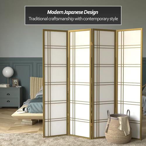 Red Lantern 6 ft. Tall Double Cross Shoji Screen-Grey-3 Panels Room Divider