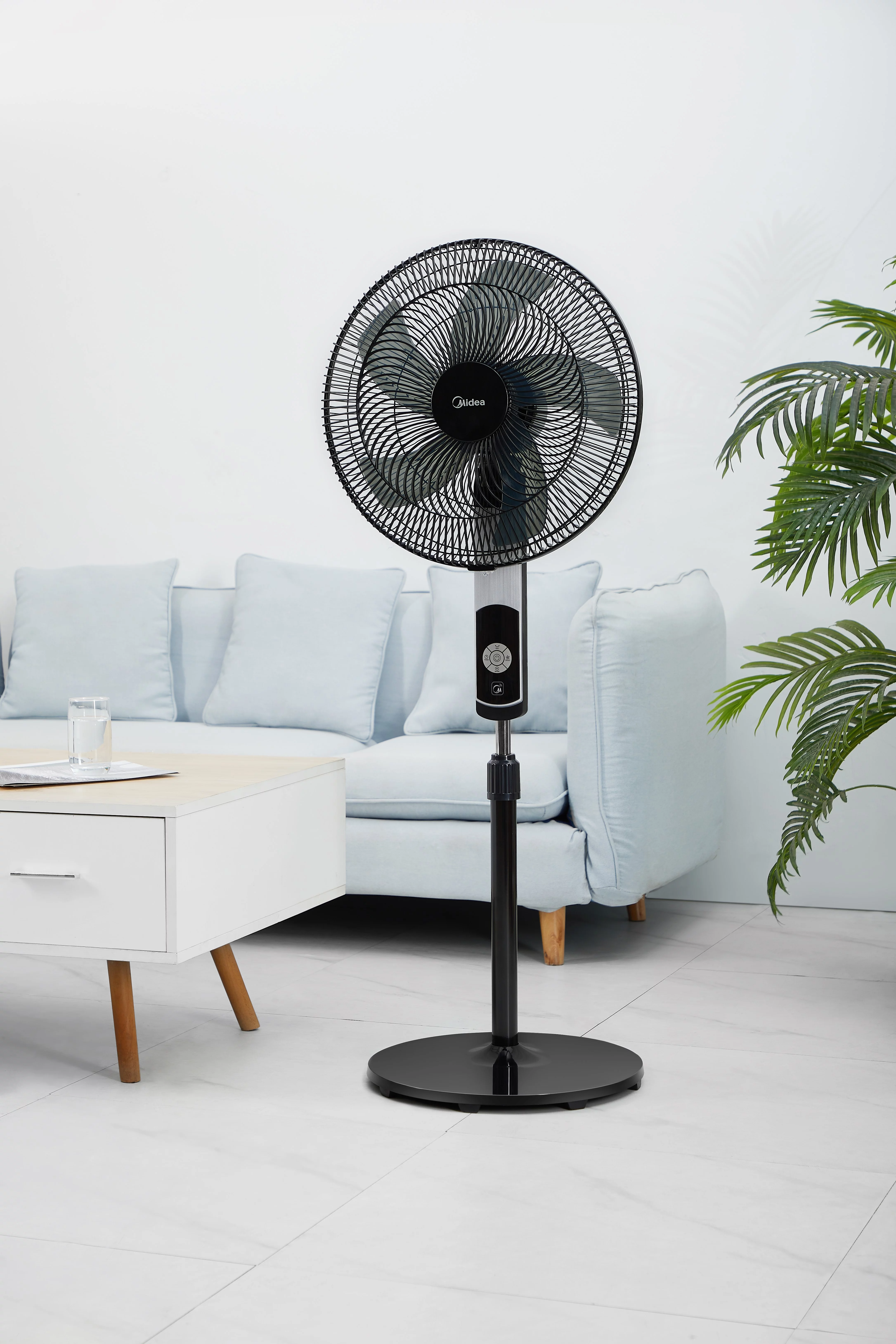Midea 16-inch Smart Pedestal DC Fan with Wi-Fi, Black