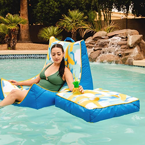 Big Joe Captain's Float No Inflation Needed Pool Lounger, Double Sided Mesh, Quick Draining Fabric