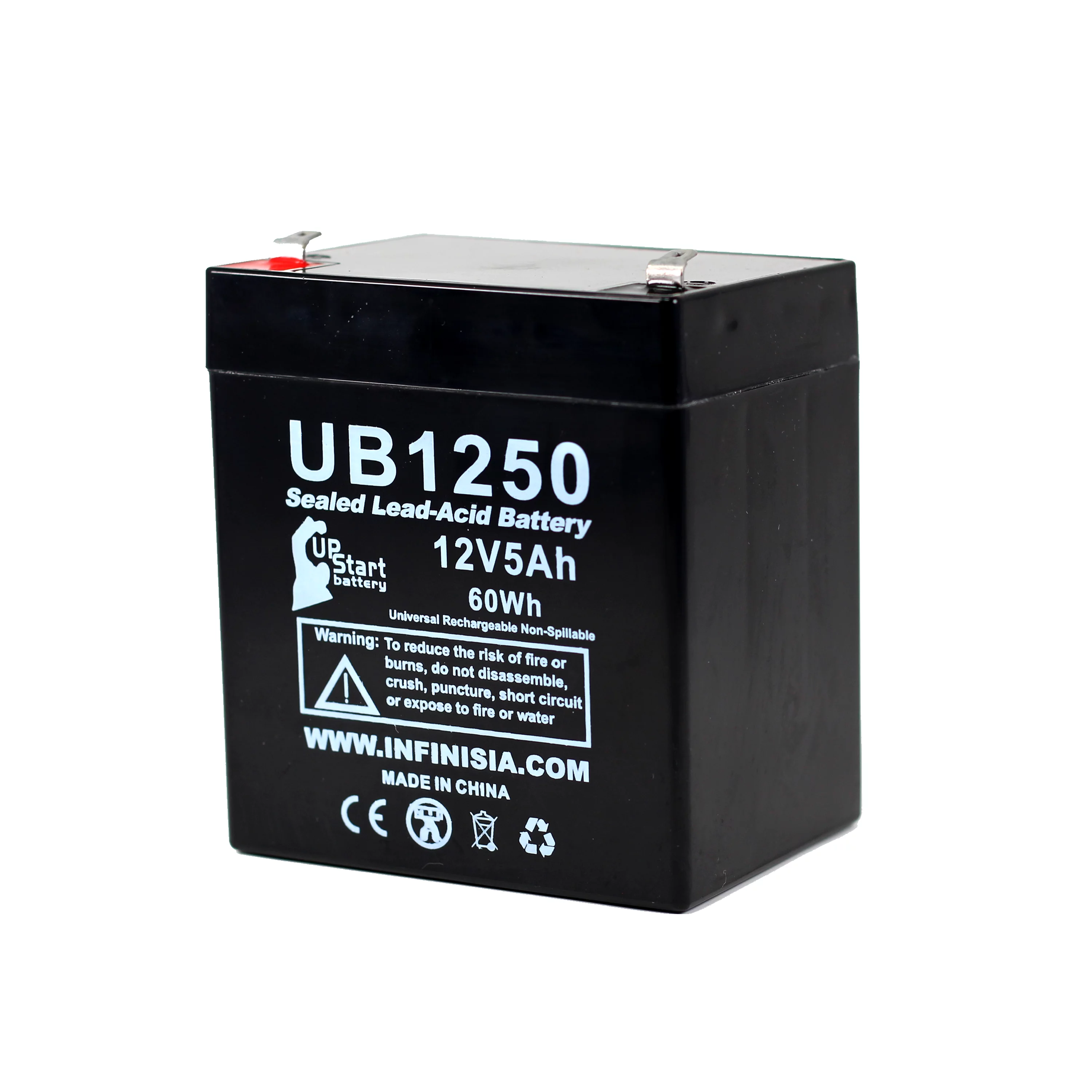 4x Pack - APC BACK-UPS ES 500VA BE500 Battery Replacement - UB1250 Universal Sealed Lead Acid Battery (12V, 5Ah, 5000mAh, F1 Terminal, AGM, SLA) - Includes 8 F1 to F2 Terminal Adapters