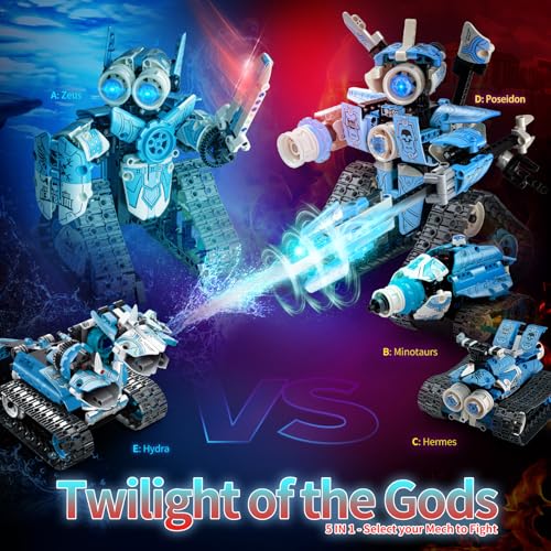 5 in 1 STEM RC Robot Building Kit, 398PCS APP & Remote Control Blocks DIY Engineering Robotics, Erector Science Set for Kids Age 6 7 8 9 10 11 12+, Educational Learn Toys Gift for Boys & Girls