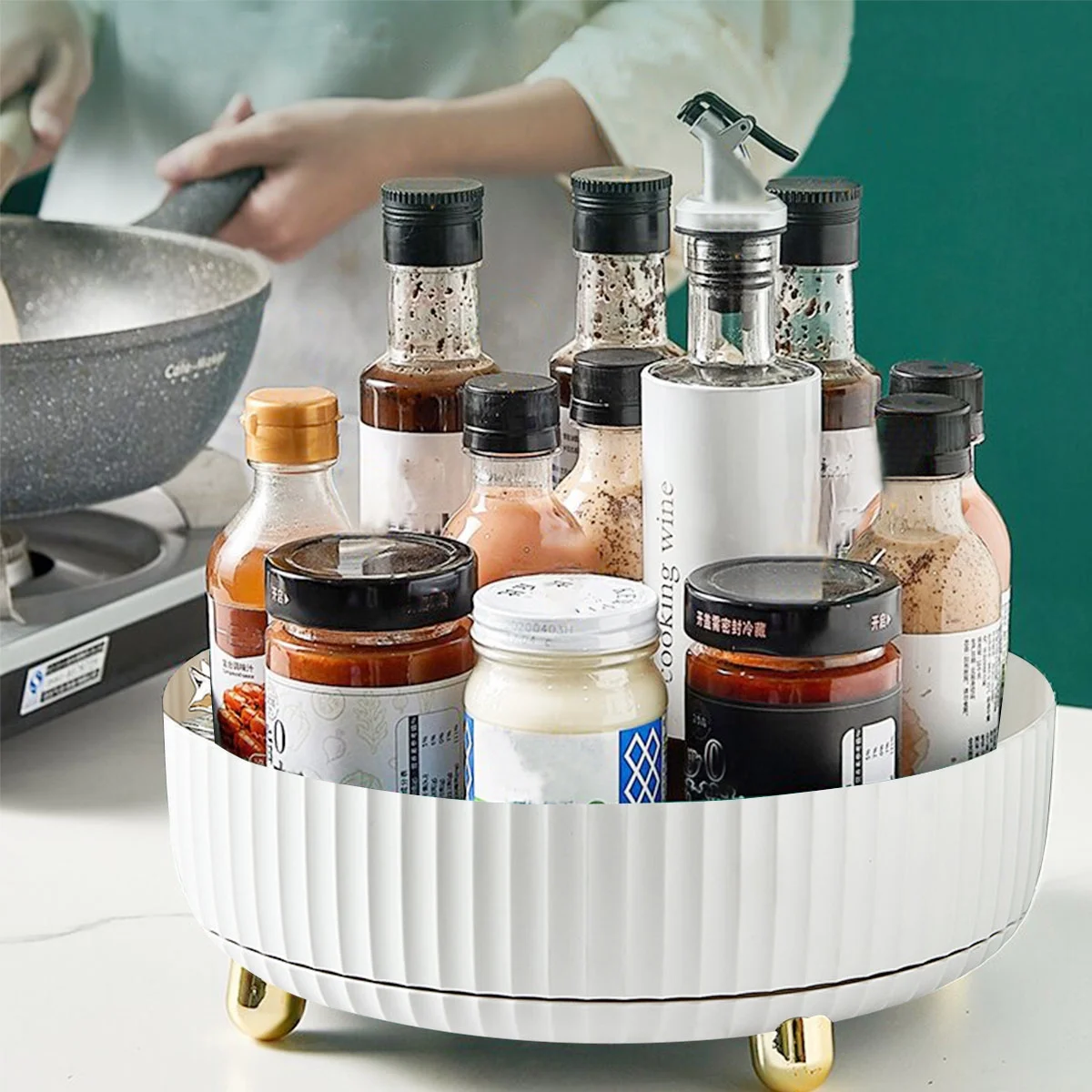 Isyunen Makeup Perfume Organizer, 360 Degree Rotating Lazy Susan Makeup Organizer Turntable Cosmetic Desk Storage Lotions Display Stand Case  , for Your Jewelry