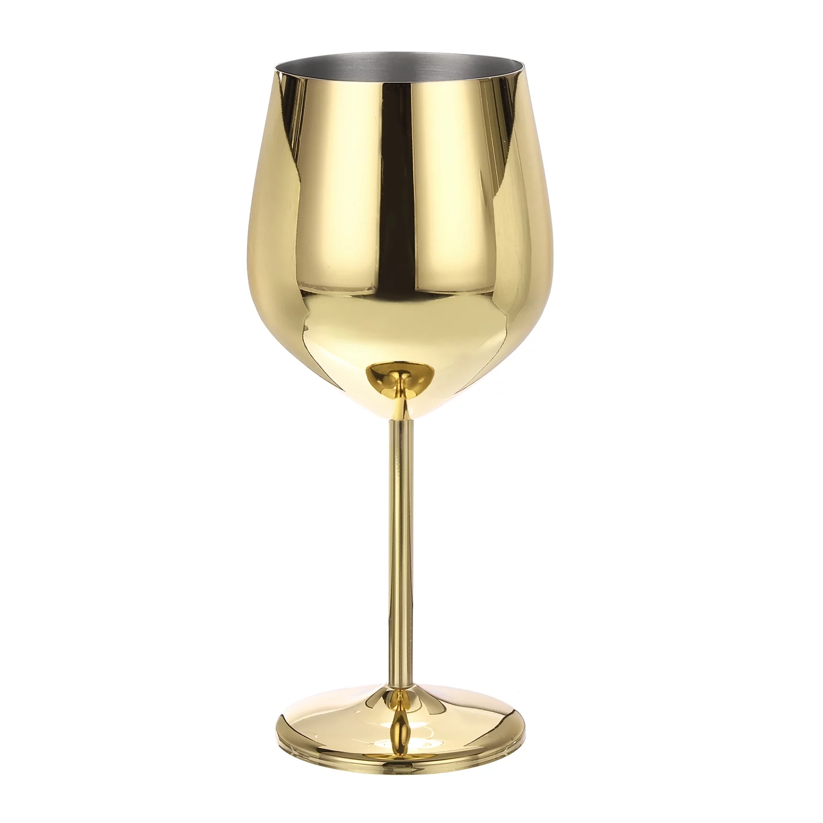 Unbreakable Stemmed Champagne Glasses, 500ml/18 OZ Red Wine Glass Metal Stemmed Shatter Proof Champagne Flutes，Gold