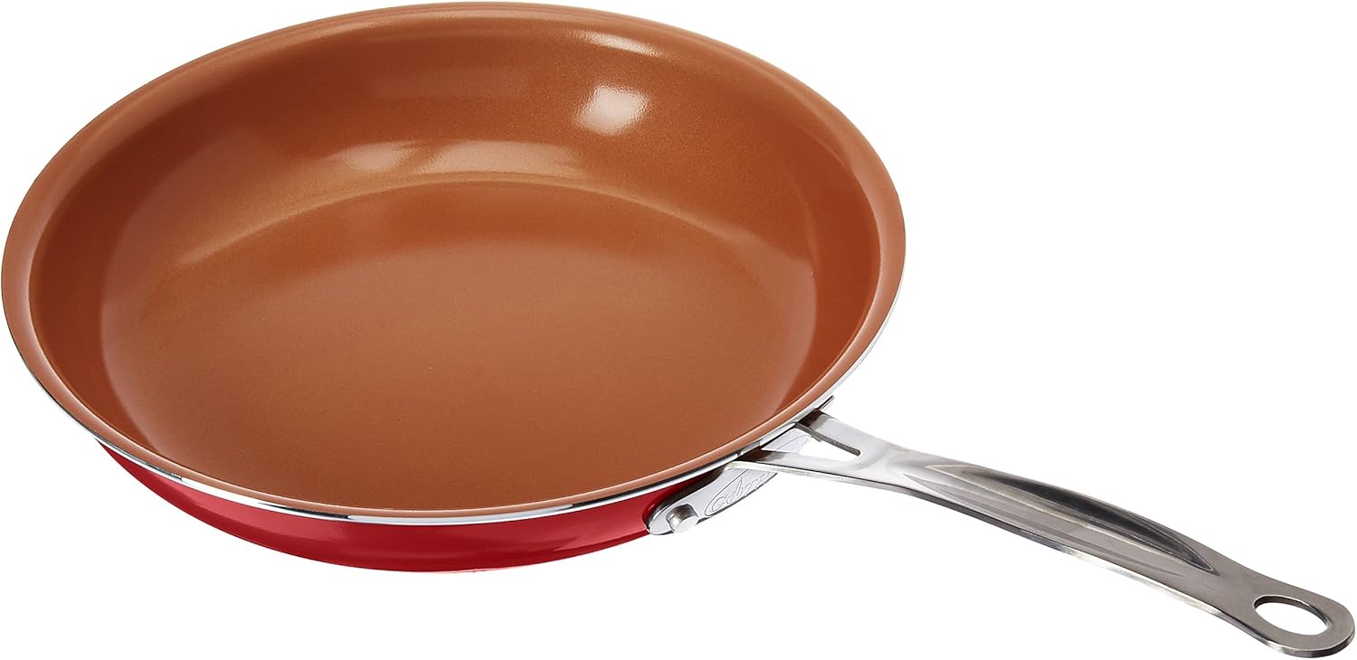 Gotham Steel Ceramic and Titanium Nonstick Fry Pans, Red, 11
