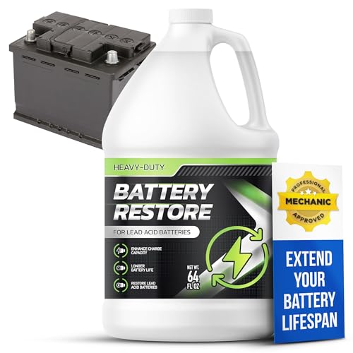 FORTIVO Battery Restorer and Desulfator for Lead Acid Battery - Prolong Life & Boost Charge Capacity, Battery Acid Refill and Additive for Golf Cart, RVs, Bikes, ATVs, Car Battery 64oz