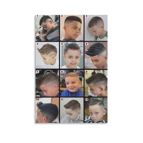 Posters Kids Haircut Hair Styling Barbershop Picture Poster Fashion Boy Short Hair Wall Art Canvas Wall Art Picture Office Family Bedroom Living Room Decor Aesthetic 16x24inch(40x60cm)