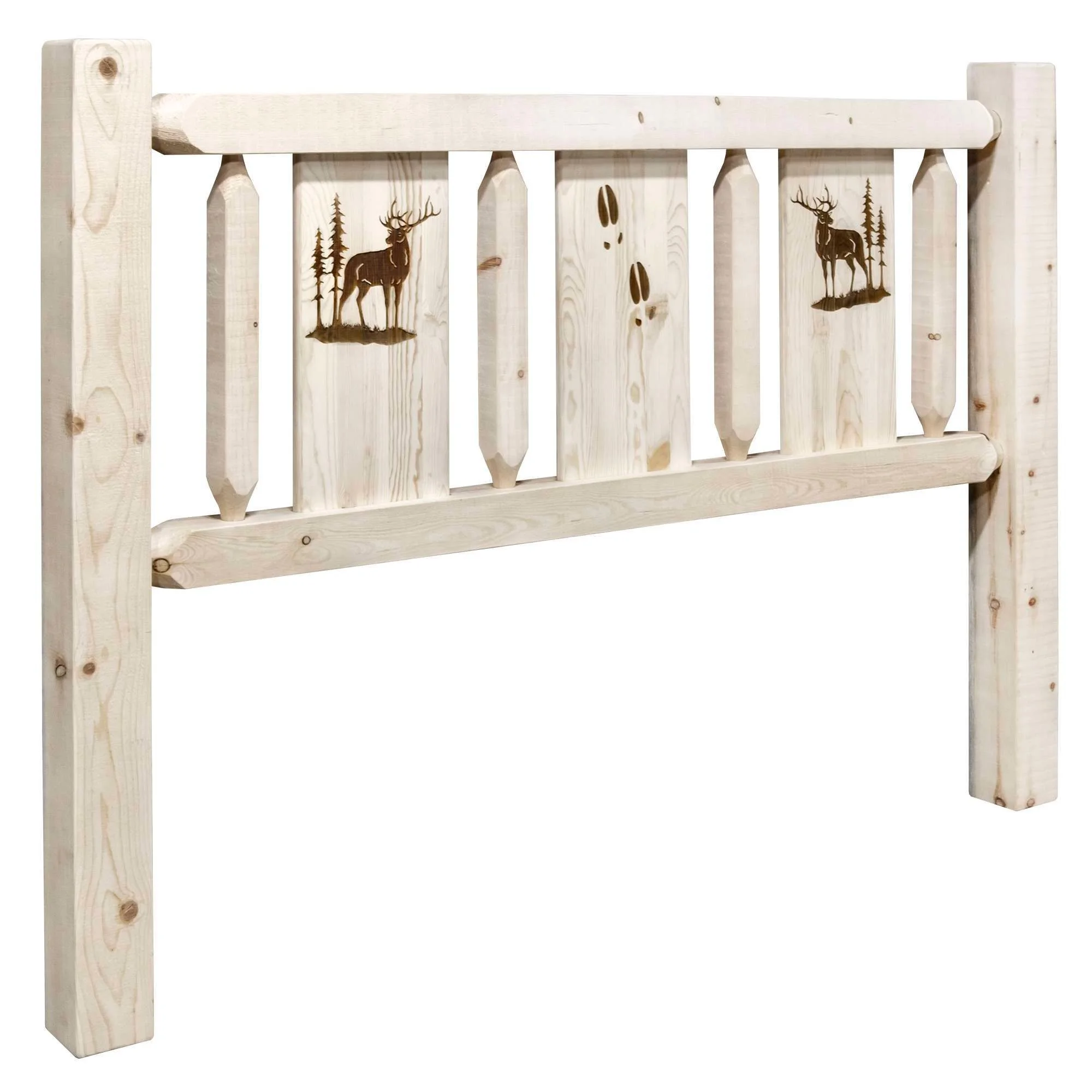 Homestead Collection California King Headboard w/ Laser Engraved Elk Design, Ready to Finish