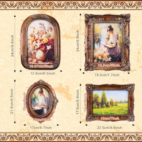 Geetery 4 Pcs Black Gothic Vintage Picture Frame Set Victorian Antique Ofrenda Photo Picture Frame Small Luxury Wall Hanging Decor for Gallery Wall Photo Display Tabletop Home Decoration