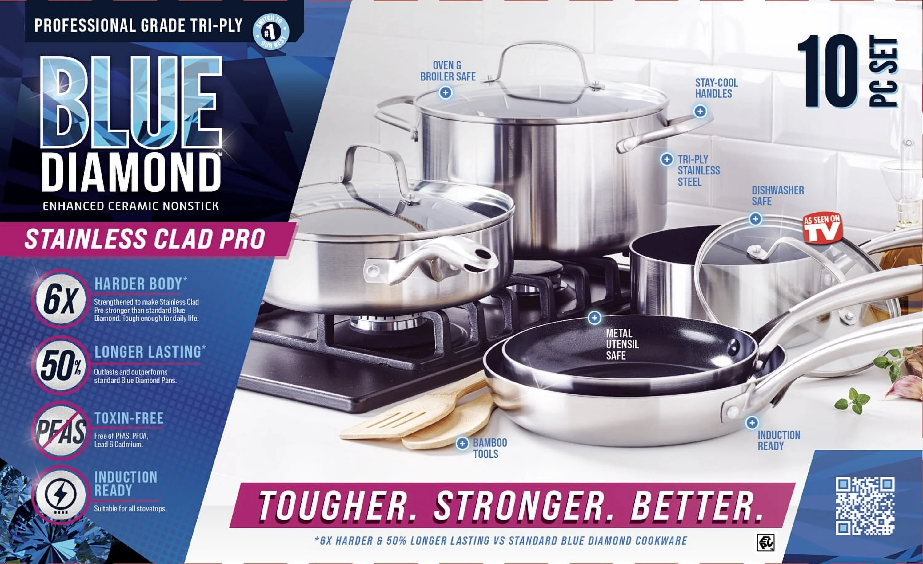 Blue Diamond HD Stainless Steel Clad Pro 10pc Cookware Set