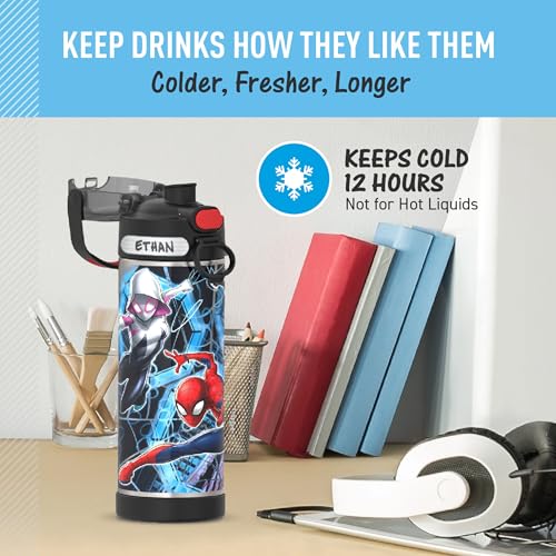 THERMOS FUNTAINER 16 Ounce Stainless Steel Vacuum Insulated Bottle with Wide Spout Lid, Apricot