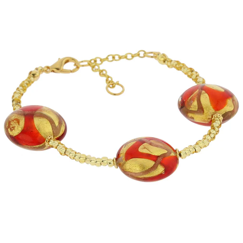 GlassOfVenice Murano Glass Royal Bracelet - Gold and Red