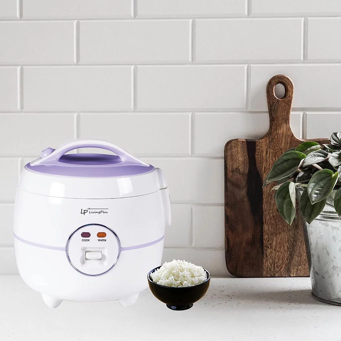 LP Living Plus Electric Rice Cooker, Non Stick Coating, One Touch Button (1.0L/5Cup)