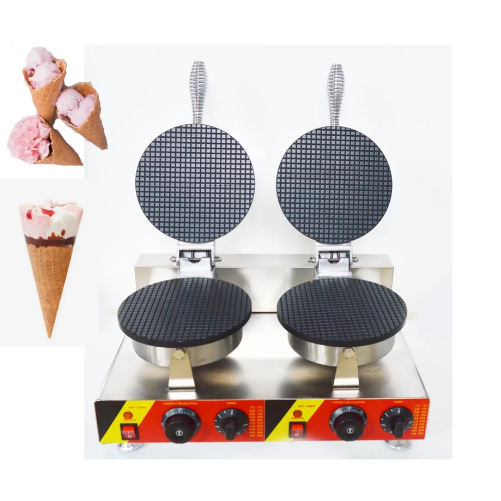 EQCOTWEA Ice Cream Cone Machine Egg Roll Toast Sandwich Maker Double Head 8.23in