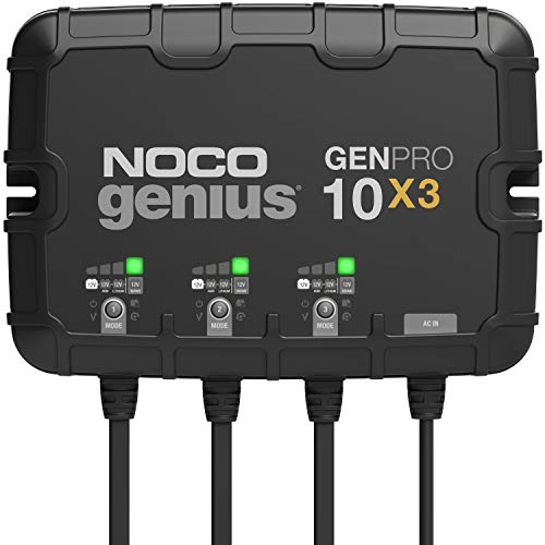 NOCO Genius GENPRO10X3: 3-Bank, 30A Onboard Battery Charger - 10A Per Bank, 12V Waterproof Marine Charger with Overcharge Protection & Temperature Compensation – for Lead-Acid & Lithium Batteries