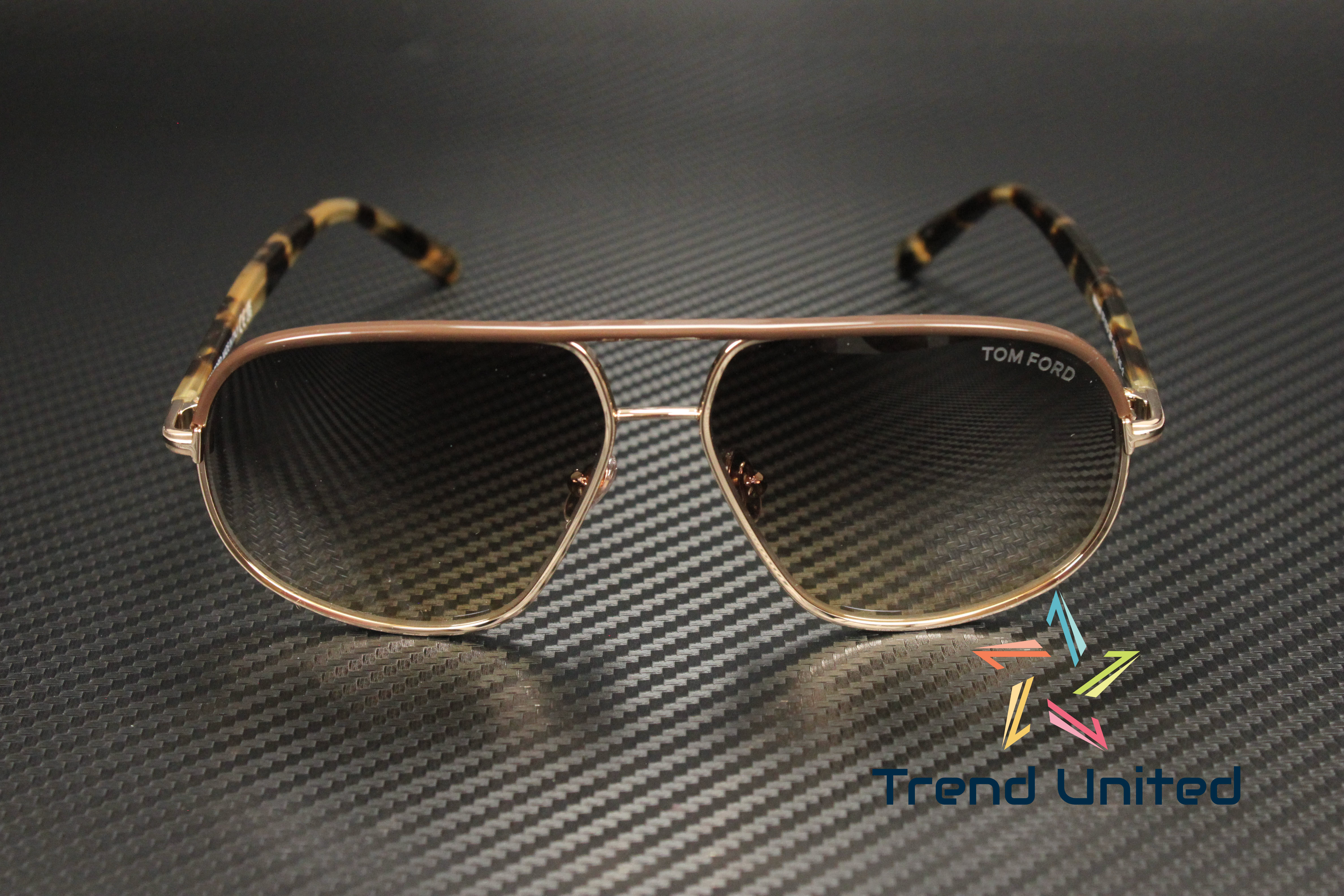 Tom Ford FT1019 28F Metal Shiny Rose Gold Gradient Brown 59 mm Men's Sunglasses