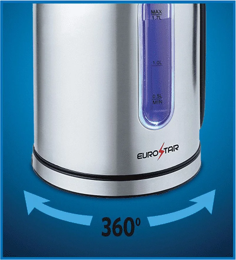 EUROSTAR EKS171SS 1.7L Stainless Steel Electric Kettle, Silver