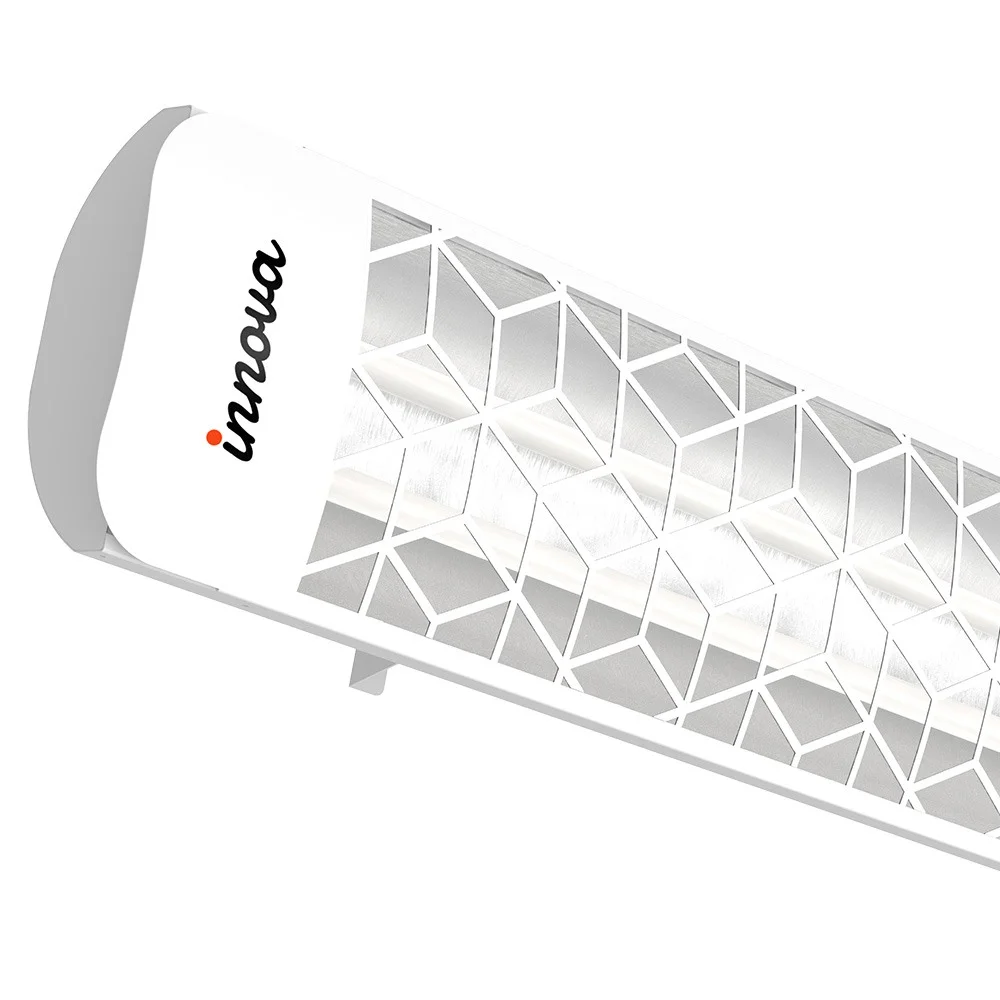 Innova-4000 Watt Electric Infrared Dual Element Heater-240 Voltage-White Finish-Stella Decorative Fascia-Outdoor Wall Mount Electric Heater-EF40240W6