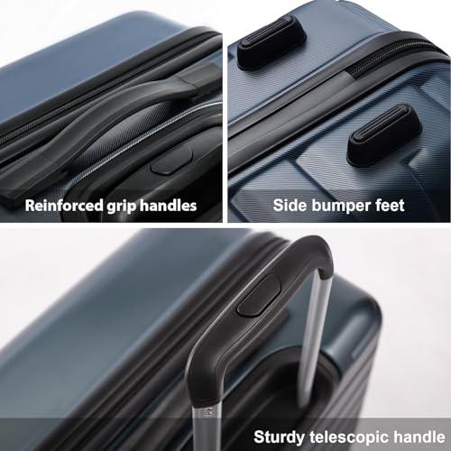 Coolife Luggage Suitcase Carry on Hardside PC+ABS Spinner TSA Lock Telescopic Handle