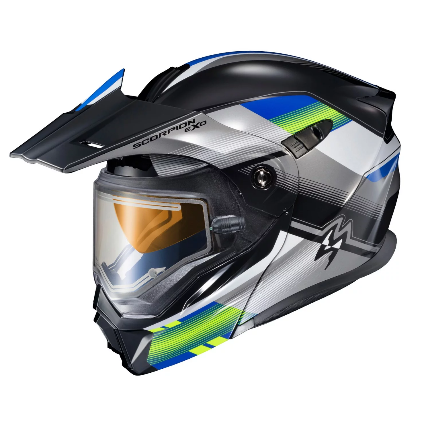Scorpion EXO-AT950 Zec Snow Helmet w/Electric Heated Shield Blue/Hi-Vis XL