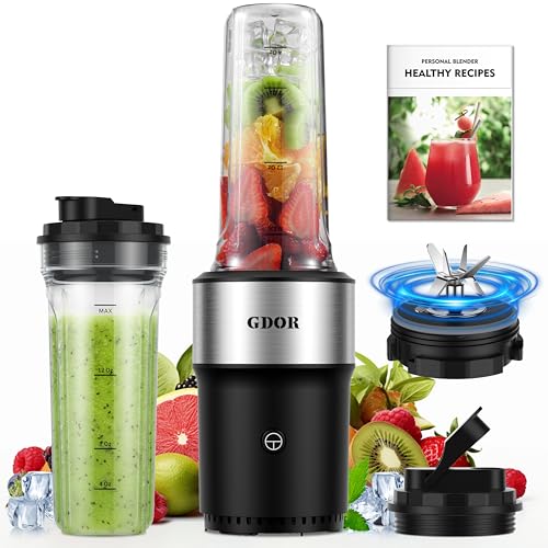 GDOR Blender for Smoothies, 900W Personal Blender with 2 * 24Oz BPA-Free To-Go Cups For Smoothies Milkshakes,and Juices,Healthy Recipe,Black