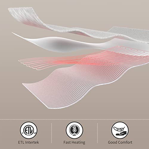 Electric Blanket Heated Throw, Soft Flannel & Sherpa Heating Blanket Throw with 3 Heating Levels & 4hrs Auto Off, Machine Washable, ETL Certification, Home Office Use, 50x60 Inch, Blue