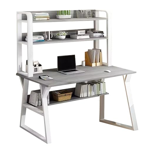 Computer Desk with Hutch & Bookshelf,Home Office Desk Study Desk Writing Study for Small Space,Wooden Pc Table with Storage Shelves Modern Gaming Desk(39 inch, White)