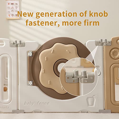 Baby Playpen, Foldable Baby Playpen, Playpen for Babies and Toddlers, Baby Fence with Game Panel and Safety Gate, Adjustable Play Pens, Portable Kids Play Yards for Indoor, 18 Panels