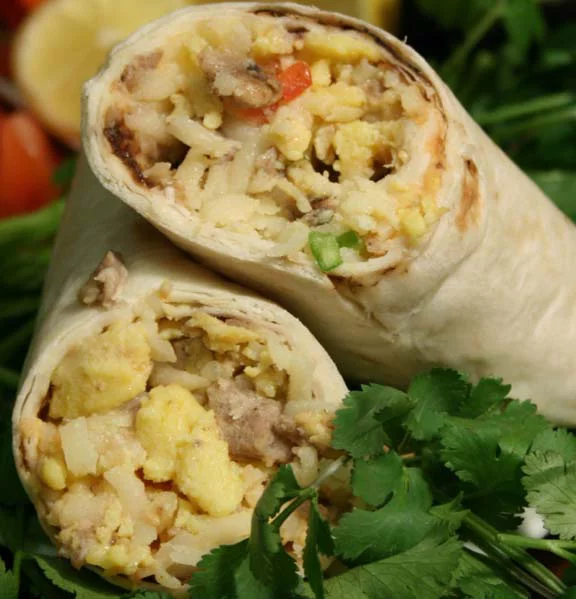 Tres Picosos Potato Egg and Sausage Green Chile Burrito -- 12 per case.