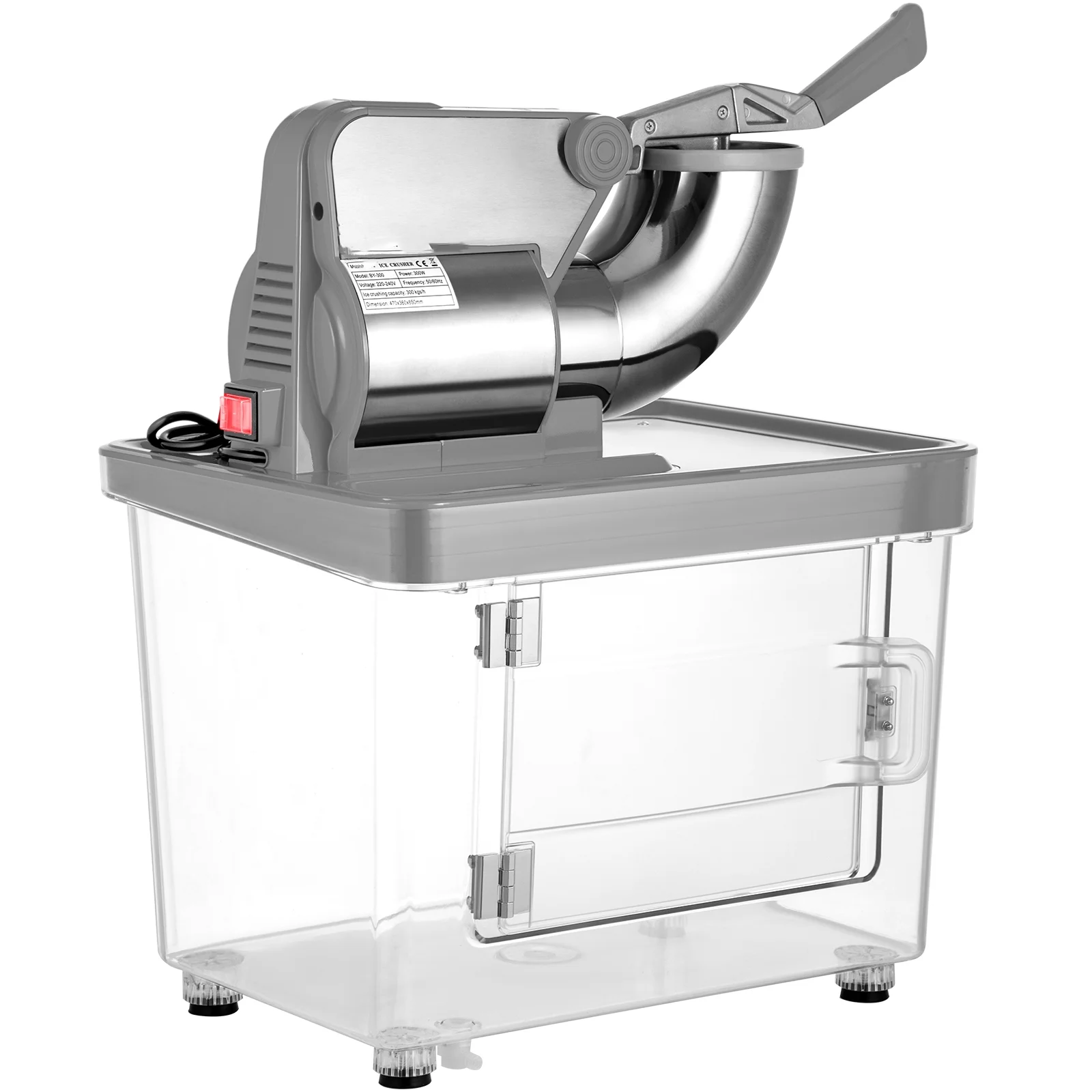 BENTISM Commercial Ice Crusher, Snow Cone Machine 180 kg/H Snow Cone Maker, Silver