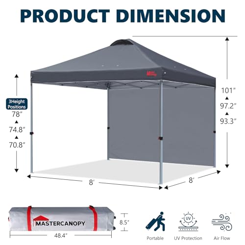 MASTERCANOPY Durable Pop-up Canopy Tent with 1 Sidewall (10'x10',White)