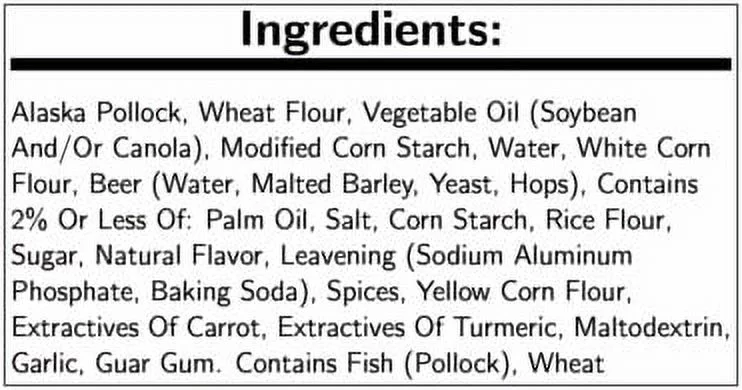 Trident Seafoods Golden Ale Beer Battered Pollock Fillet, 3 Ounce 1 each.