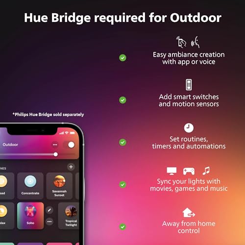 Philips Hue Outdoor 7-Foot Smart LED Light Strip - White & Color Ambiance - 1 Pack - Requires Hue Bridge - Weatherproof- Control with Hue App- Compatible with Alexa, Google Assistant and Apple HomeKit