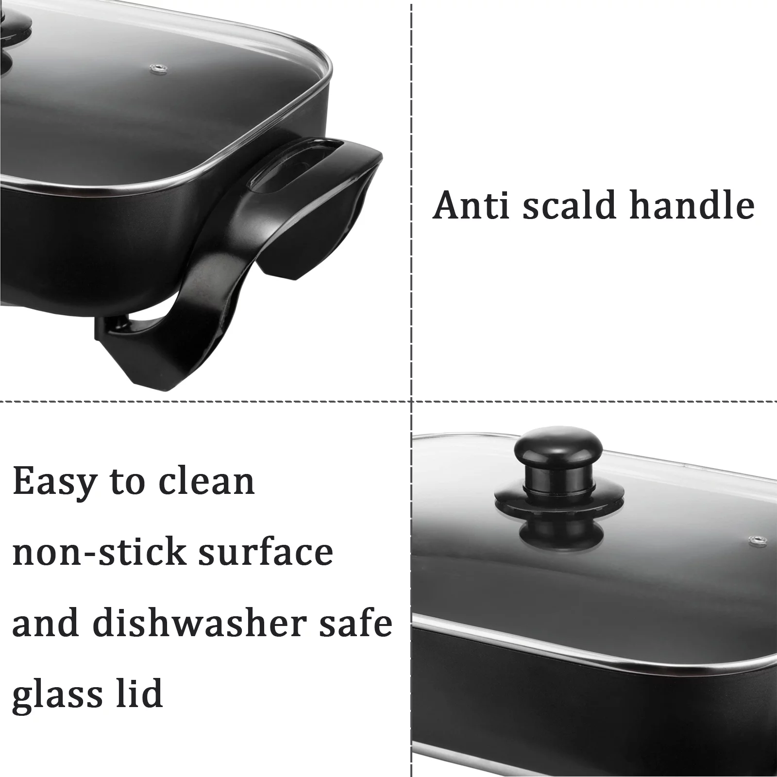 Large Capacity Nonstick Electric Skillet - Serves 4 to 6 People (16 inch)