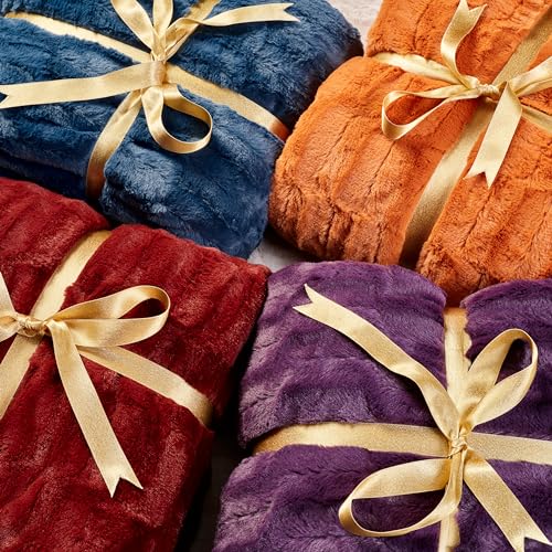 Chanasya Premium Embossed Faux Fur Throw Blanket - Super Soft, Lightweight Minky Blanket - 50
