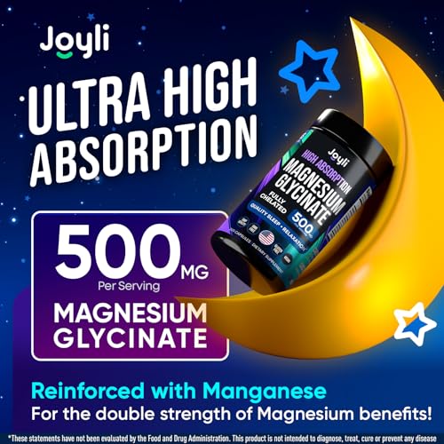 Magnesium Glycinate 500MG - Magnesium for Sleep - High Absorption Chelated Magnesium Supplement - Ashwagandha Root Extract + Manganese - Glicinato De Magnesio 400mg + 100mg 200 Vegan Capsules