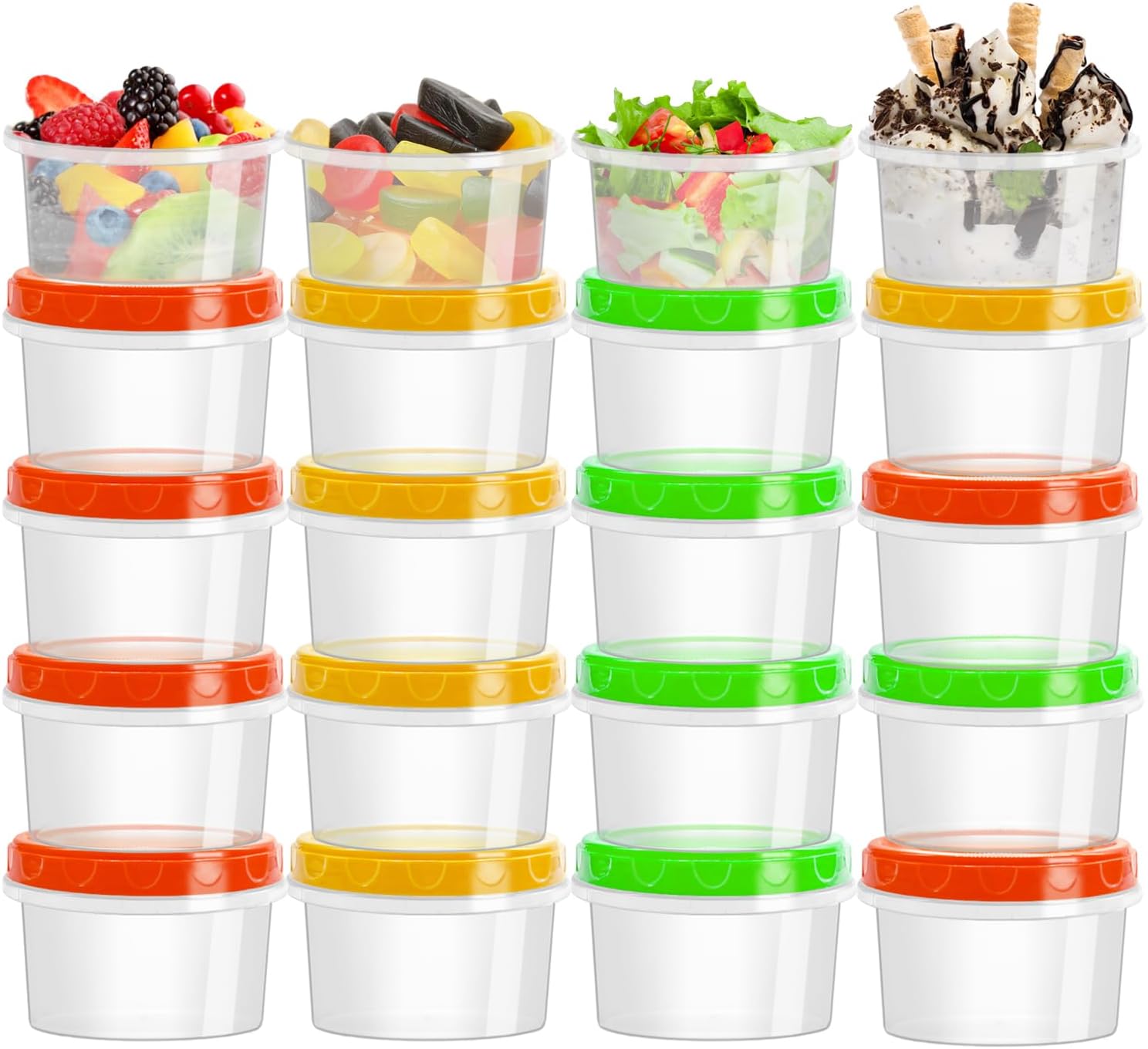 20 Pack 8 oz Reusable Small Plastic Containers,Twist Top Food Storage Containers with Screw Lids,Small Plastic Freezer Storage Container for Kitchen House