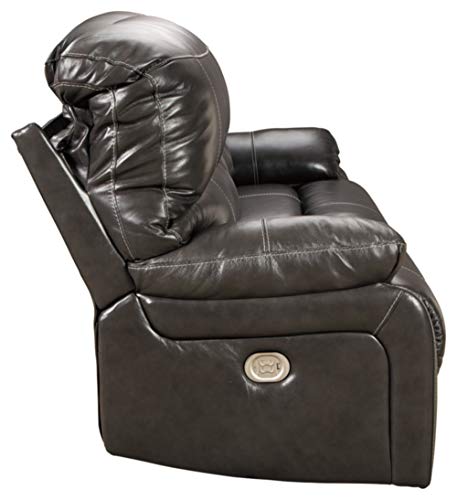 Signature Design by Ashley Jesolo Modern Faux Leather Manual Pull Tab Double Reclining Sofa, Dark Brown