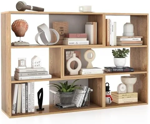 NLIBOOMLife 3-Tier Bookshelf  Wooden Convex Bookcase for Small Space  Modern Freestanding Display  Shelves  Small Book   3-Cube Bookcase with Anti-Toppling Device for Living Room  Bedroom