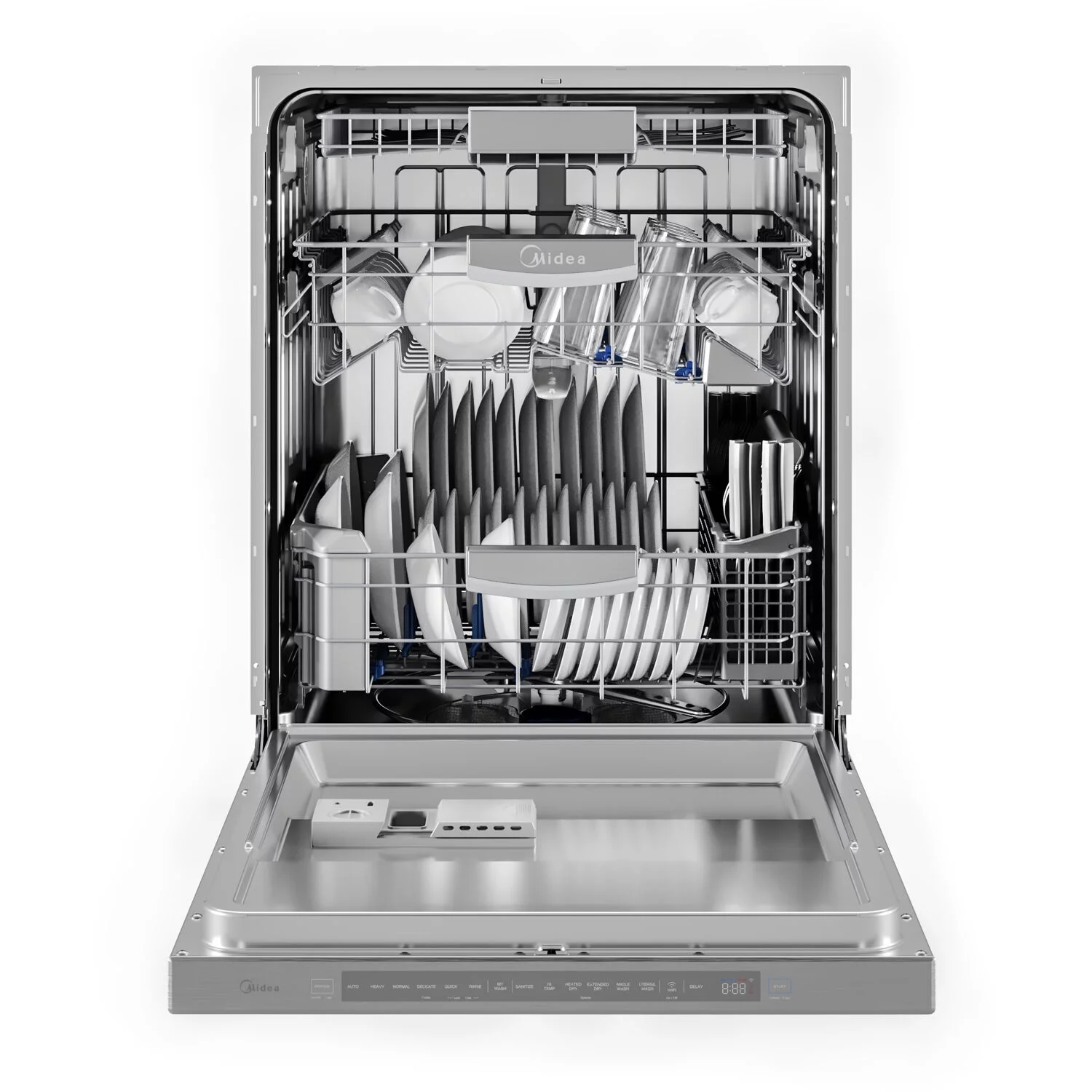 Midea 45 Dba Ultra-Quiet Dishwasher with Wi-Fi and Targeted Wash Zones, Stainless Steel