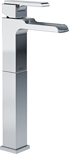 DELTA FAUCET Ara Vessel Sink Faucet, Single Hole Bathroom Faucet, Single Handle Bathroom Faucet Chrome, Waterfall Faucet, Chrome 768LF, 14.63 x 2.00 x 5.38 inches