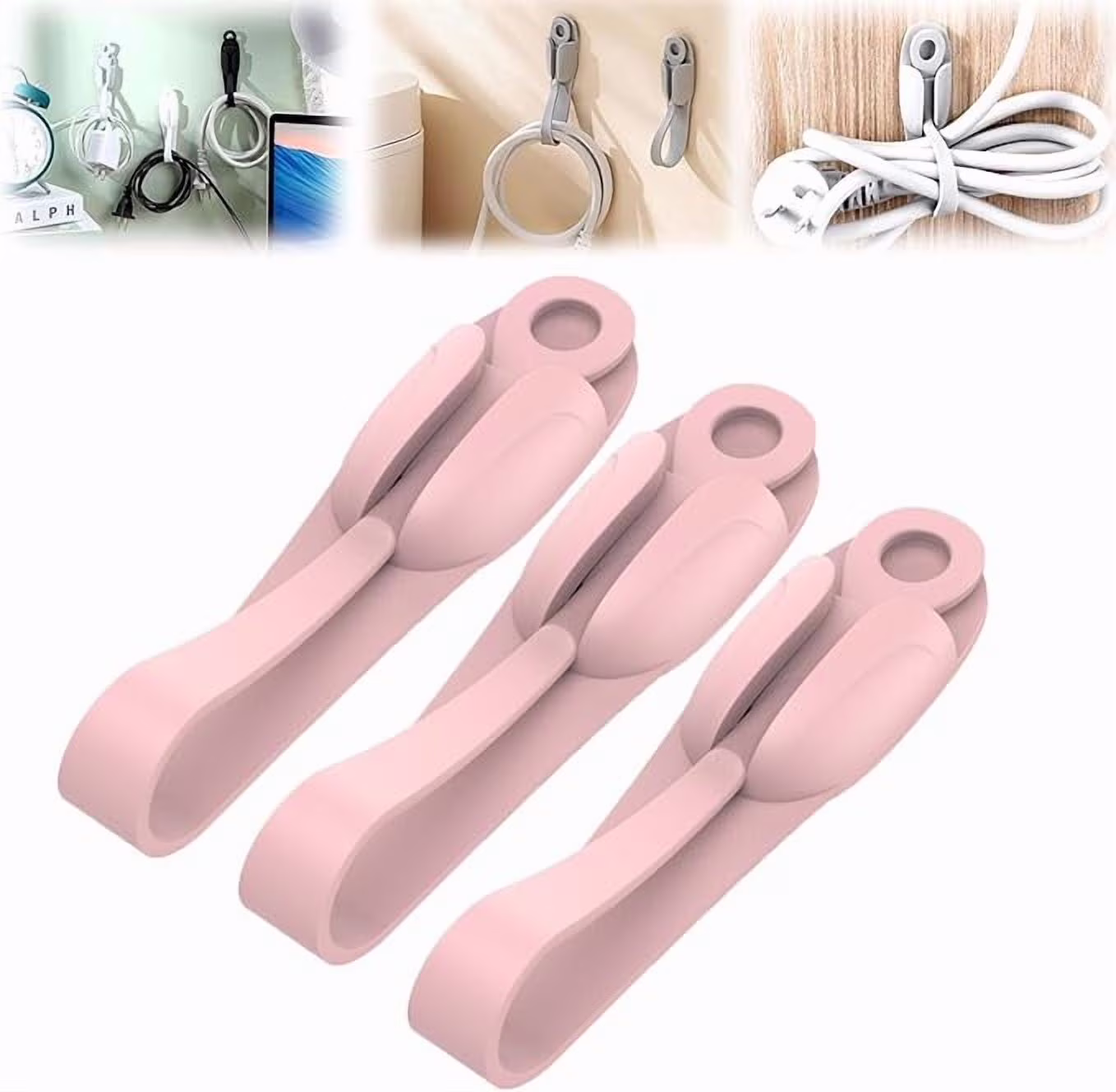 Wall Mounted Punch-Free Adhesive Removable Cord Holder Organizer, Extension Cord Holder Organizer, Cord Organizer for Kitchen Appliances, Adhesive Cable Clips for Hanging Electrical