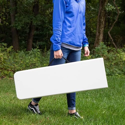 Foldable 6 Foot Bench Furniture, White, Plastic and Steel Frame, Easy to Open and Fold, No Assembly Required, Perfect for Indoor or Outdoor Use