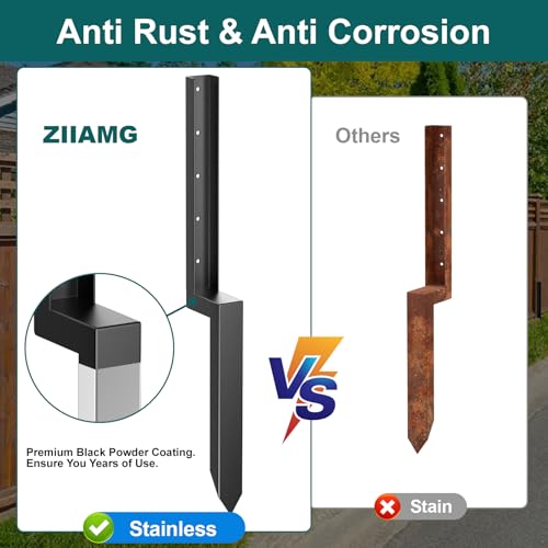 Heavy Duty Steel Fence Post Repair Stakes,Fence Post Repair Kit,for Repair Tilted/Broken Wood Fence Post(1pcs matte black)